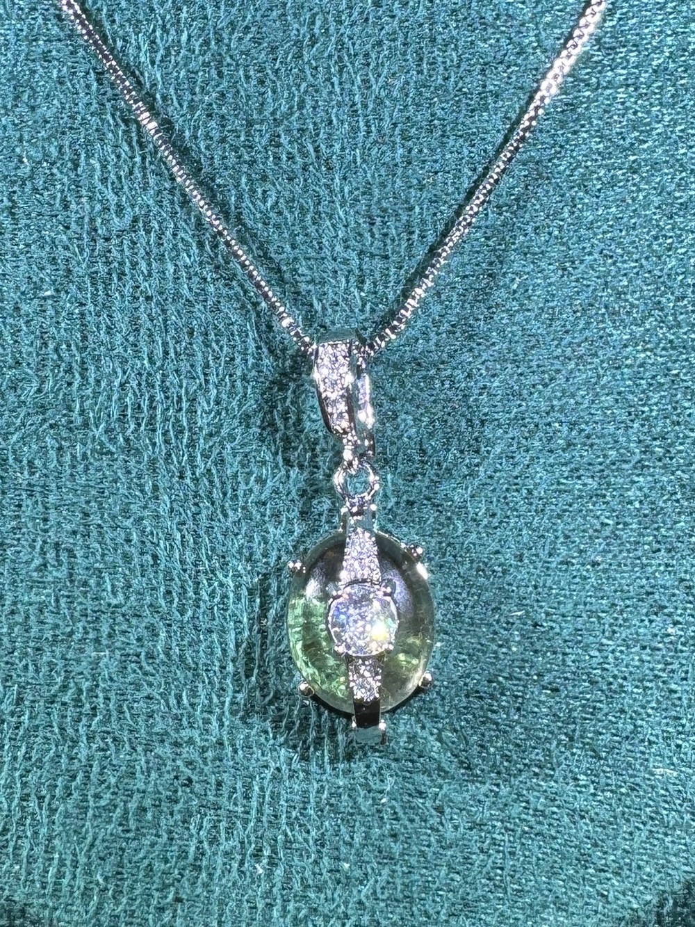 Citrine CZ Silver Tone Necklace